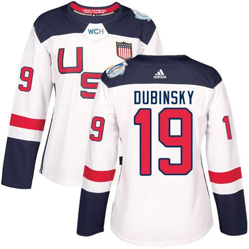 Women Team USA 19 Brandon Dubinsky White 2016 World Cup NHL Jersey
