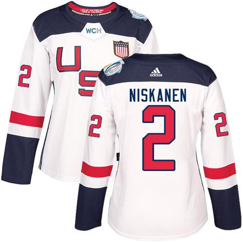 Women Team USA 2 Matt Niskanen White 2016 World Cup NHL Jersey