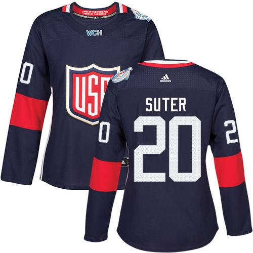 Women Team USA 20 Ryan Suter Navy Blue 2016 World Cup NHL Jersey