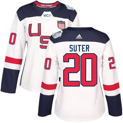Women Team USA 20 Ryan Suter White 2016 World Cup NHL Jersey