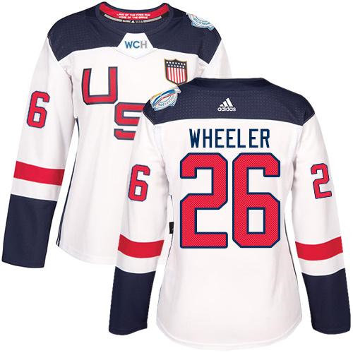 Women Team USA 26 Blake Wheeler White 2016 World Cup NHL Jersey