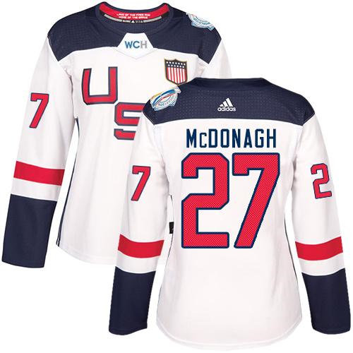 Women Team USA 27 Ryan McDonagh White 2016 World Cup NHL Jersey