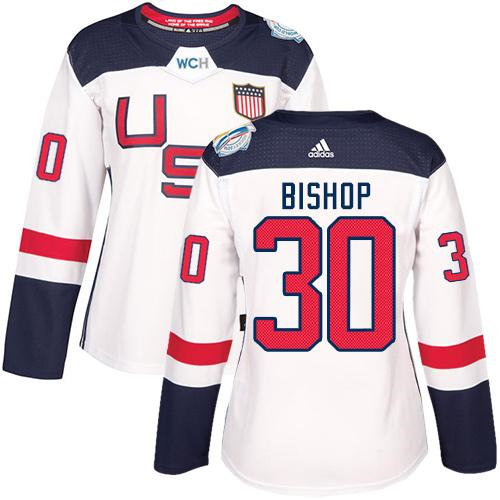Women Team USA 30 Ben Bishop White 2016 World Cup NHL Jersey