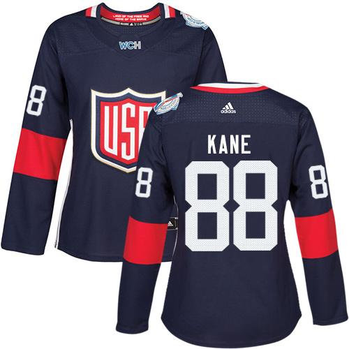 Women Team USA 88 Patrick Kane Navy Blue 2016 World Cup NHL Jersey