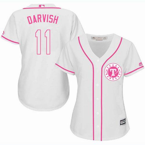 Women Texas Rangers #11 Yu Darvish white Fashion Jersey