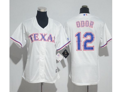 Women Texas Rangers #12 Rougned Odor White Jersey