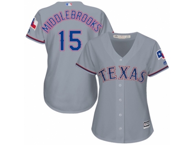 Women Texas Rangers #15 Will Middlebrooks Grey Jersey