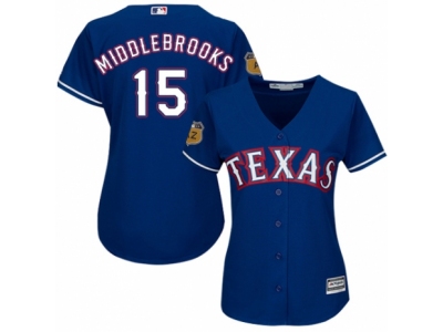 Women Texas Rangers #15 Will Middlebrooks blue Jersey