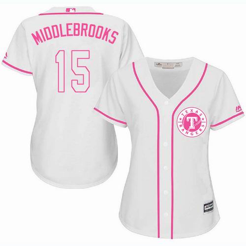 Women Texas Rangers #15 Will Middlebrooks white Fashion Jersey