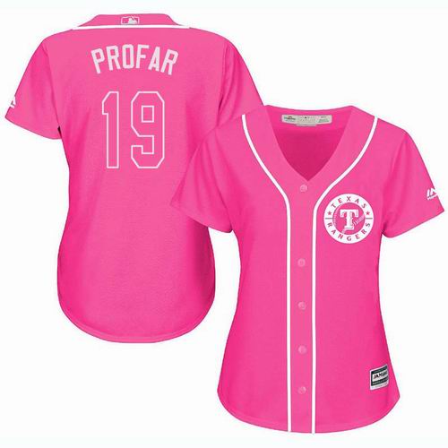 Women Texas Rangers #19 Jurickson Profar Pink Fashion Jersey