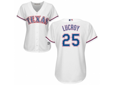 Women Texas Rangers #25 Jonathan Lucroy white Jersey