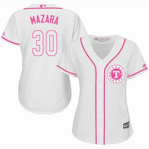 Women Texas Rangers #30 Nomar Mazara white Fashion Jersey