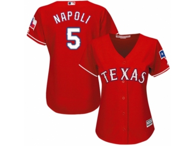 Women Texas Rangers #5 Mike Napoli Red Jersey