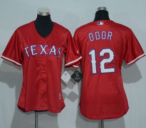 Women Texas Rangers 12 Rougned Odor Red Alternate Baseball Jersey