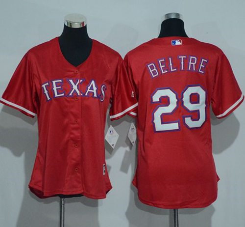 Women Texas Rangers 29 Adrian Beltre Red Alternate Baseball Jersey