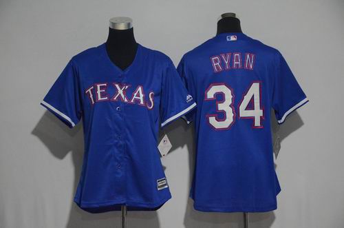 Women Texas Rangers 34# Nolan Ryan blue jerseys