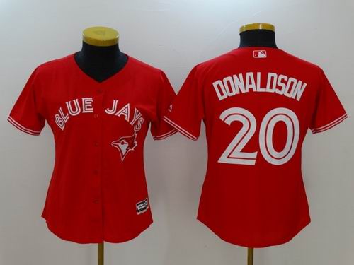 Women Toronto Blue Jays #20 Josh Donaldson Red Canada Day Jersey