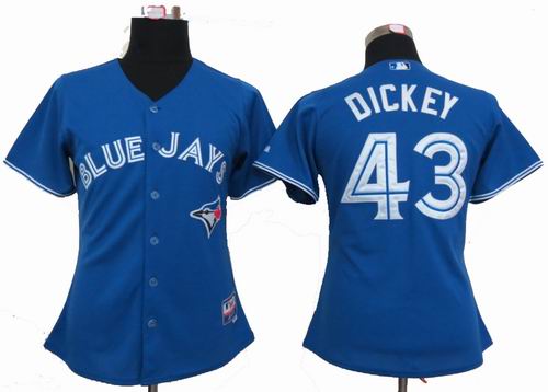 Women Toronto Blue Jays #43 R.A. Dickey blue jerseys