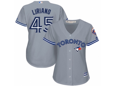 Women Toronto Blue Jays #45 Francisco Liriano Grey Jersey