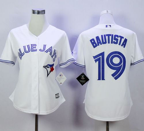 Women Toronto Blue Jays 19 Jose Bautista White Fashion MLB Jersey