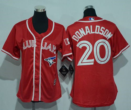 Women Toronto Blue Jays 20 Josh Donaldson Red Canada Day Baseball Jersey