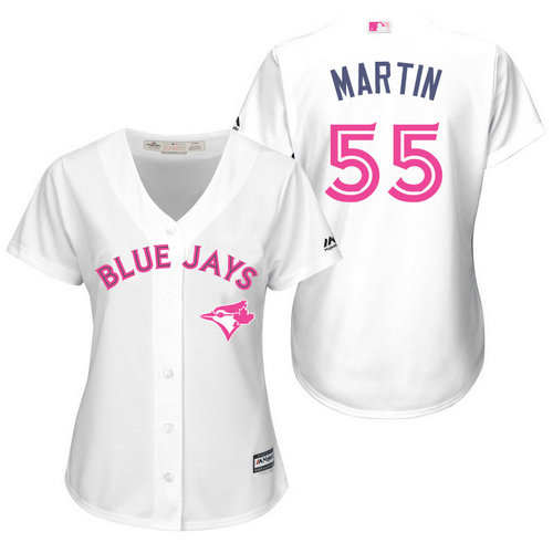 Women Toronto Blue Jays 55 Russell Martin White Home 2016 Mother-s Day Cool Base Jersey