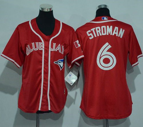 Women Toronto Blue Jays 6 Marcus Stroman Red Canada Day Baseball Jersey