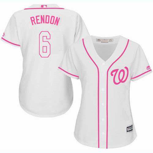 Women Washington Nationals #6 Anthony Rendon white Fashion Jersey