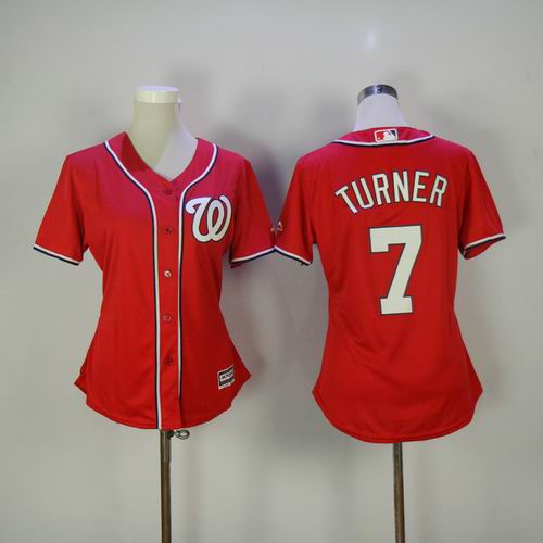 Women Washington Nationals #7 Trea Turner red Jersey