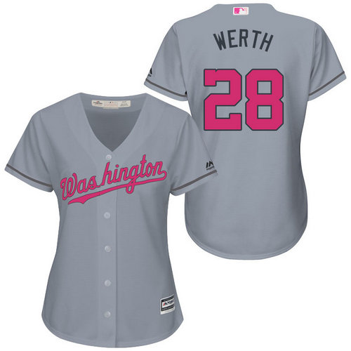 Women Washington Nationals 28 Jayson Werth Gary Road 2016 Mother-s Day Cool Base Jersey