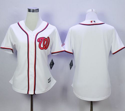 Women Washington Nationals Blank White Fashion MLB Jersey