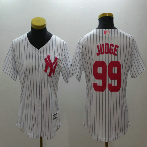 Women Yankees #99 Aaron Judge White Women Mother's Day Cool Base Jersey