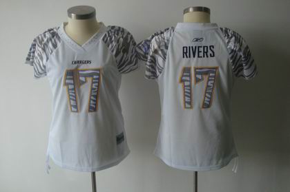 Women Zebra Field Flirt  San Diego Chargers #17 Philip Rivers white jerseys
