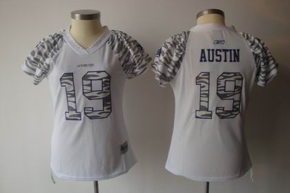 Women Zebra Field Flirt Dallas Cowboys #19 Miles Austin white jerseys