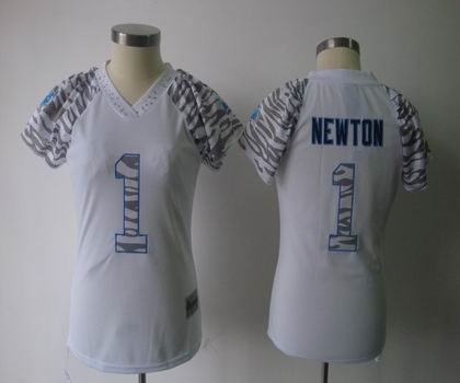 Women Zebra Field Flirt Fashion Carolina Panthers #1  newton white