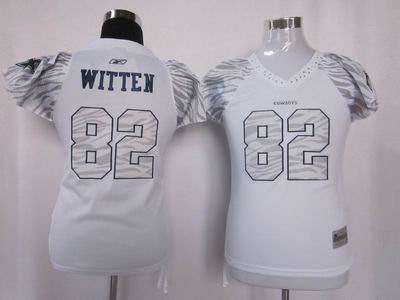 Women Zebra Field Flirt Fashion Dallas Cowboys witten #82 white jerseys