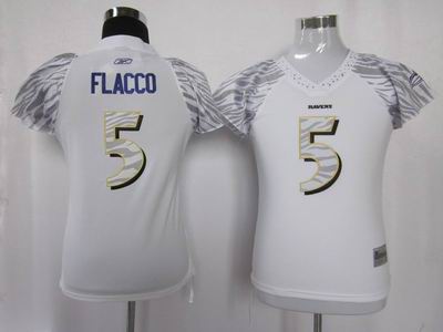 Women Zebra Field Flirt Fashion Jersey white Baltimore Ravens 5# Joe Flacco Jerseys