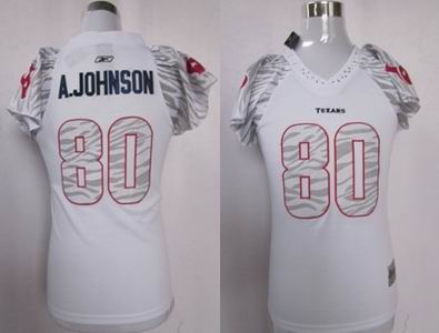 Women Zebra Field Flirt Houston Texans 80 Johnson White jerseys