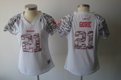 Women Zebra Field Flirt San Francisco 49ers #21 Frank Gore white jersey