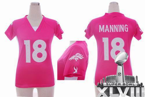 Women nike Denver Broncos 18# Peyton Manning pink draft him ii top 2014 Super bowl XLVIII(GYM) Jersey