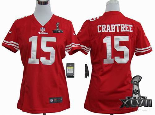 Women nike San Francisco 49ers #15 Michael Crabtree red game 2013 Super Bowl XLVII Jersey
