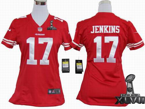 Women nike San Francisco 49ers #17 A.J. Jenkins red game 2013 Super Bowl XLVII Jersey