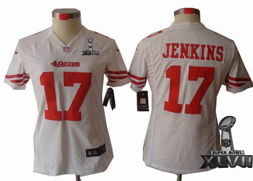 Women nike San Francisco 49ers #17 A.J. Jenkins white limited 2013 Super Bowl XLVII Jersey