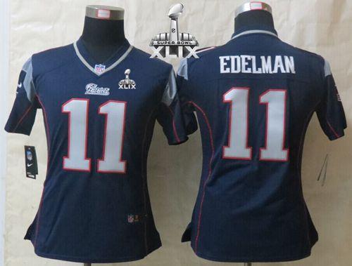 Women-s Nike New England Patriots #11 Julian Edelman Navy Blue Super Bowl XLIX Stitched NFL Jersey