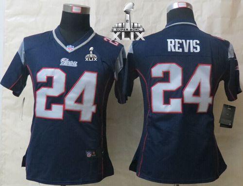 Women-s Nike New England Patriots #24 Darrelle Revis Navy Blue Super Bowl XLIX Stitched NFL Jersey