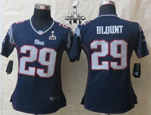 Women-s Nike New England Patriots #29 LeGarrette Blount Navy Blue Super Bowl XLIX Stitched NFL Jersey