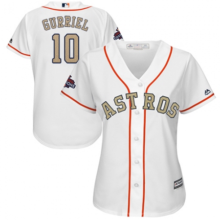 Women's Houston Astros Astros #10 Yuli Gurriel White 2018 Gold Program Cool Base Stitched MLB Jersey_1