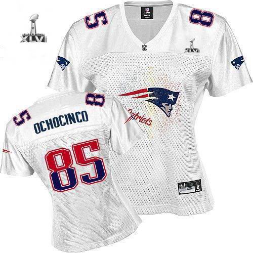 Womens New England Patriots #85 Chad Ochocinco 2011 Fem Fan 2012 Super Bowl XLVI NFL Jersey White