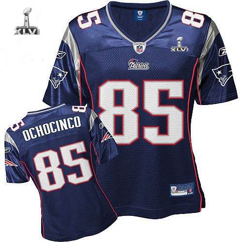 Womens New England Patriots #85 Chad Ochocinco Team Color 2012 Super Bowl XLVI NFL Jersey blue