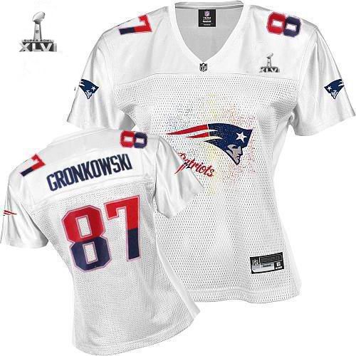 Womens New England Patriots #87 Rob Gronkowski White 2011 Fem Fan 2012 Super Bowl XLVI NFL Jersey white